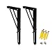 16 INCH Folding Shelf Brackets - Heavy Duty Metal Collapsible Shelf Bracket for Bench Table, Shelf Hinge Wall Mounted Space Saving DIY Bracket, Max Load: 280 lb - Black (2 PCS)