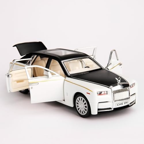 Image of Die Cast Rolls Royce Phantom Model Car, 1:32 Scale, Zinc Alloy, Pull Back, with Light & Sound, 6 Openable Doors, Multi Colour, for Kids & Collectors (Multicolor)