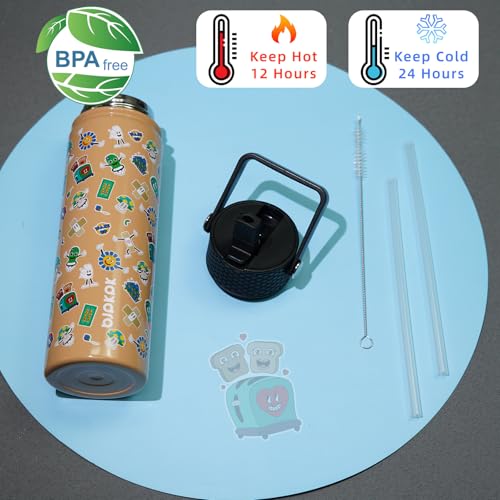 Image of BJPKPK Insulated Water Bottle, 22oz Stainless Steel with Straw Lid