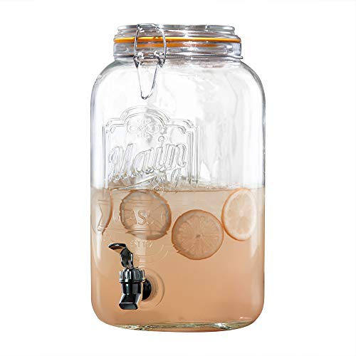 Style Setter Beverage Dispenser Cold Drink Dispenser w/ 1.5-Gallon Capacity Glass Jug, Clamp