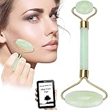 Jade Roller & Gua Sha Scraping Massage Tool Set for Face + Body, Rejuvenate Skin and Balance Energy, Chi Roller, Healing In-Home Use, Orders in Authentic Durable Box for Safe Prime Delivery