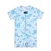 Landofgenie Mens Onesie Short Sleeve Pajama Cotton Jumpsuits Printed Romper Bodysuit Dino Print Onesie Light Blue XL
