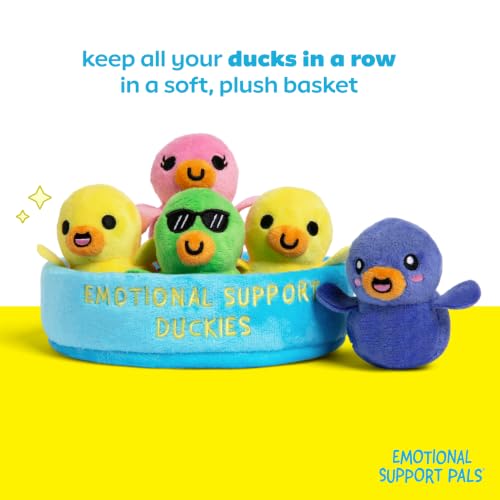 Image of Emotional Support Pals Duckies by Relatable - Cute Stuffed Animals, Squishy Toys and Plushies, Back to School Gift Ideas and Desk Decor for All Ages - Includes 5 Plushies with Plush Carrying Basket