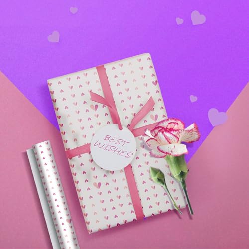 Image of QIPS | NUKKAD Beautiful Hearts Printed Gift Wrapping Paper - Pack of 10 Sheets (19 inch x 29 inch) | Glossy Finish, 80 GSM Acid-Free Paper | Ideal for Birthdays, Baby Showers & Festivals