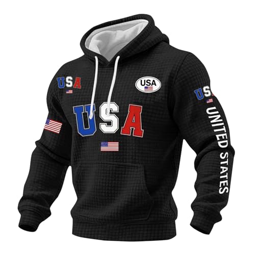 DENGJIAMY 250th Anniversary USA Sweatshirt Men American Flag Sweatshirts PLus Size Patriotic Shirts 4th of July Pullover Fashion Textured Tops (Black, 5XL)