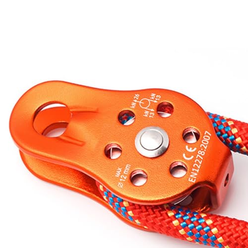 Msiud Poulie d'escalade 26KN, Poulie de Secours en Alliage d'Aluminium à Roulement Bloc D'Attelage à Billes pour Alpinisme Spéléologie et Travail en Hauteur Compatible Corde 8-12mm