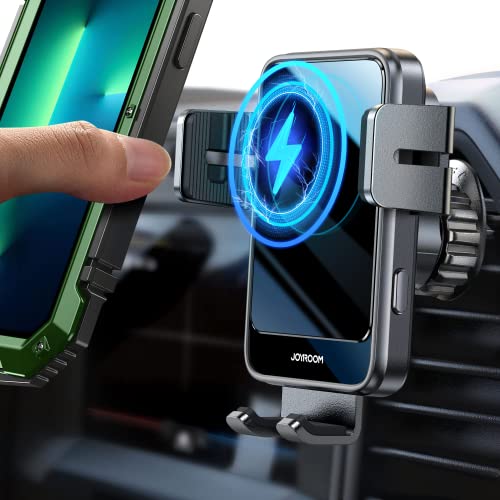 JOYROOM Wireless Car Charger, 15W Fast Charging Car Phone Holder Mount Wireless Charging with Lights, Air Vent Wireless Cell Phone Holder for iPhone 14 Pro Max/14Pro/14/13/12, Galaxy S22/S20+