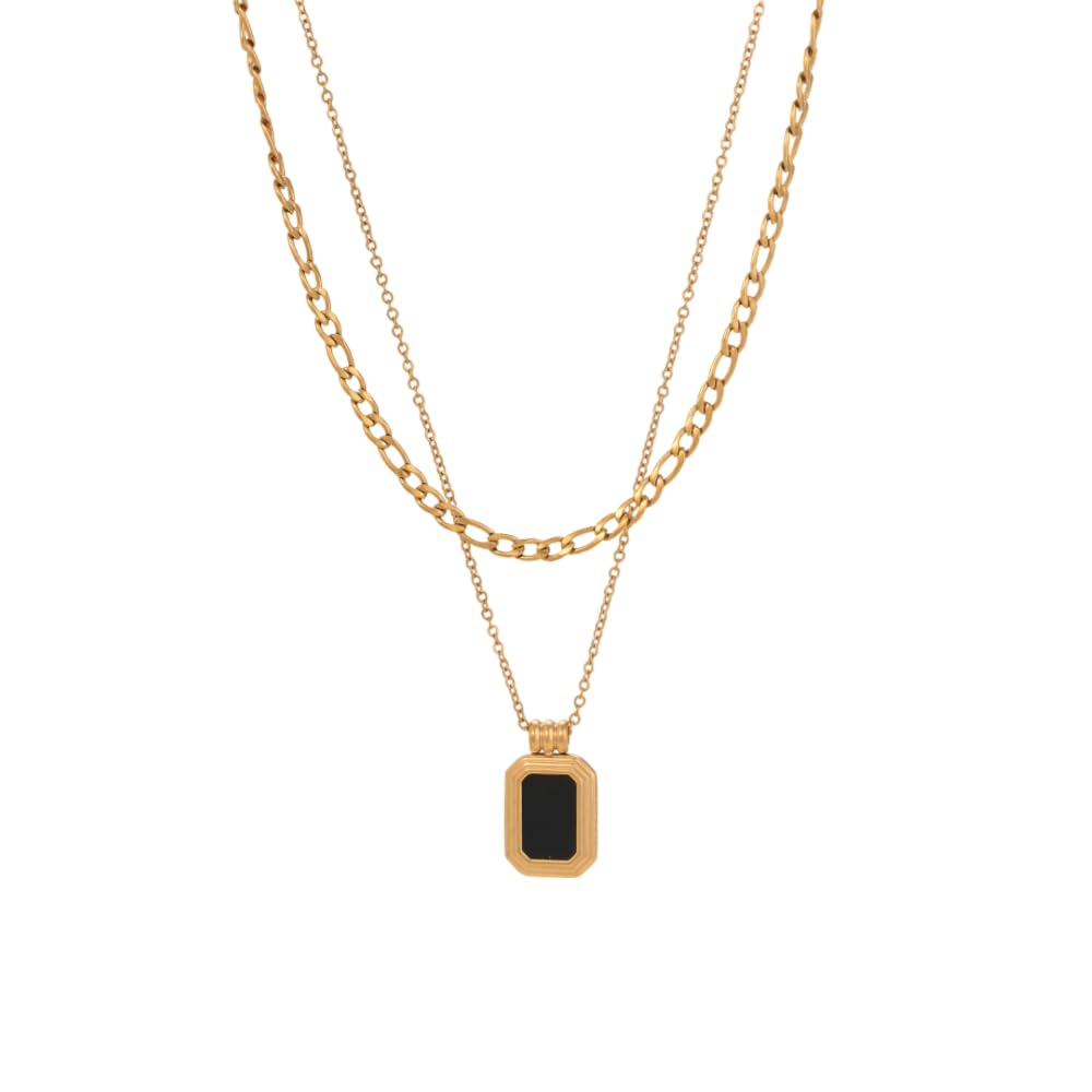 PALMONAS Black Onyx Two Layer Necklace | Gifts For Girlfriend | Gift For Women & Girls (B0D9XYTBZV) Amazon Price History, Amazon Price Tracker