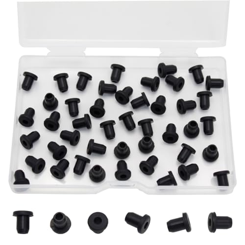EASYEAH 3/16 Inch Drill Hole, 1/8 Inch ID Silicone Rubber Grommets for Wiring, Automotive, Firewall Hole Plug, Small Top Hat Grommets for Vinyl Tubing in Hydroponic and Irrigation Systems, 45 Pack
