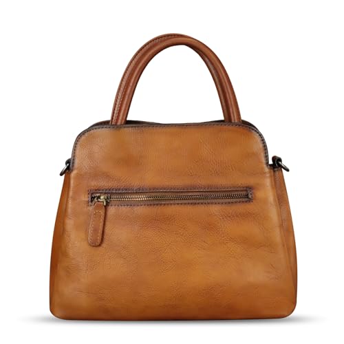 Image of Genuine Leather Handbag for Women Hand Painted Leather Top Handle Satchel Handmade Crossbody Purse