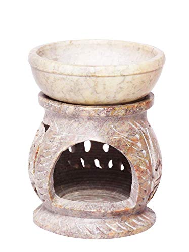 Valentine's Day Gifts Hand Carved Essential Oil Burner Diffuser Made Of Soapstone With Tea Light Holder Aromatherapy (Design6) #TOP2