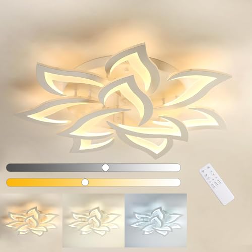 Plafonnier LED 15W variable 3000-6000K à mémoire et design moderne en pétale 56cm