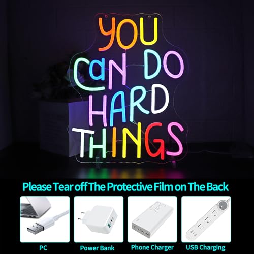Image of Neon Sign for Wall Decor Led Light Sign Neon Light for Room Party Home Wall Decor USB Powered - You Can Do Hard Things