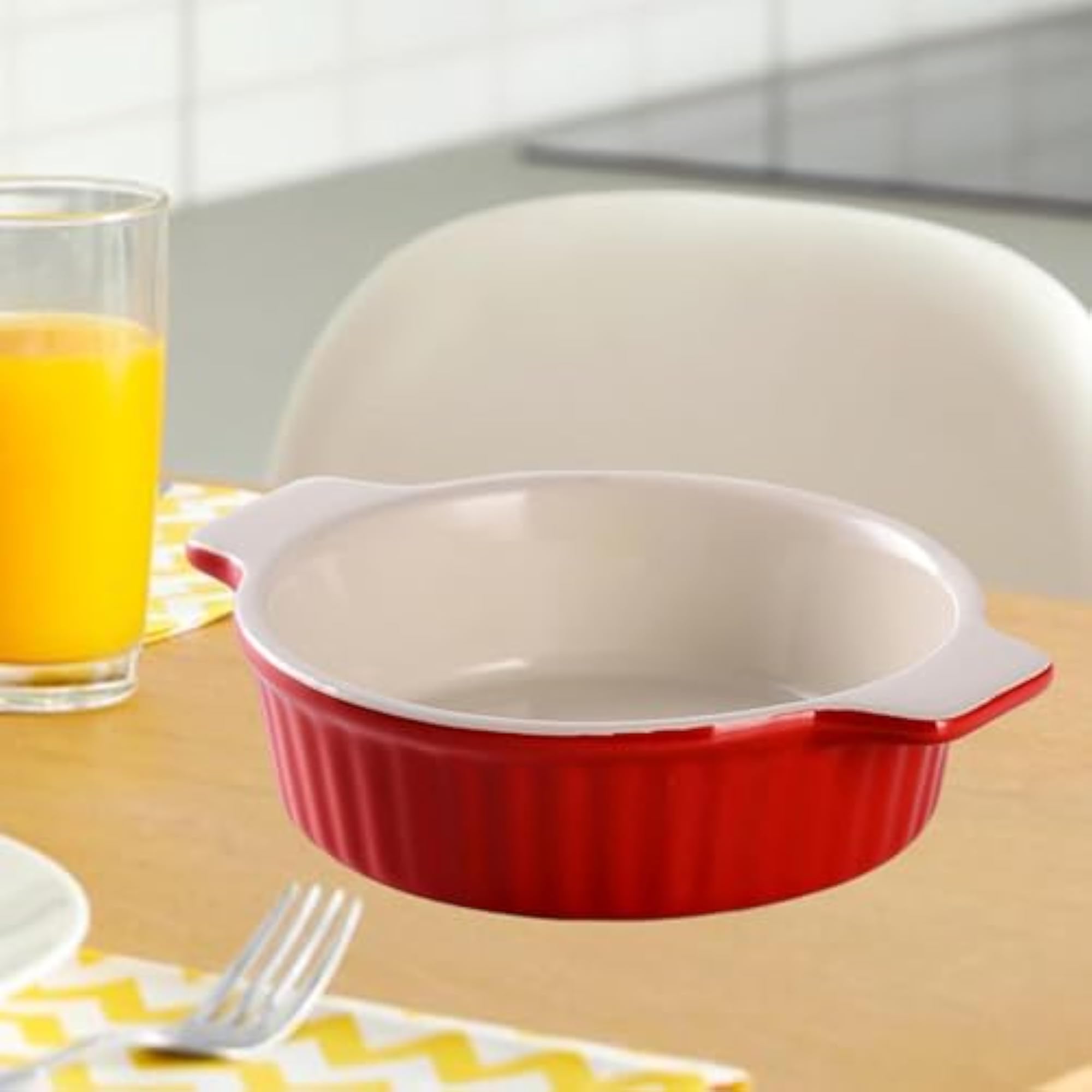 Ceramics Baking Dish Large Lasagna Pan Deep for Oven for Banquet Kitchen Cake Round Red