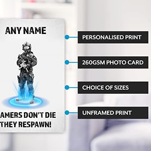 Gaming Posters for Boys Bedrooms - Gamers Don't Die They Respawn - Gaming Prints for Teens Teenagers Bedroom Unframed Games Room