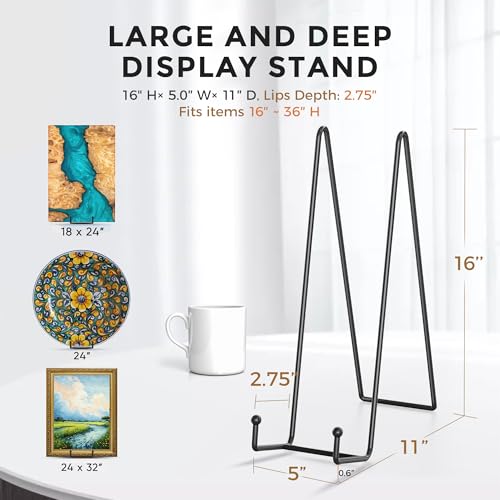 image for TR-LIFE 16 Inch Black Metal Plate Stand (3 Pack) - Heavy Duty Picture 