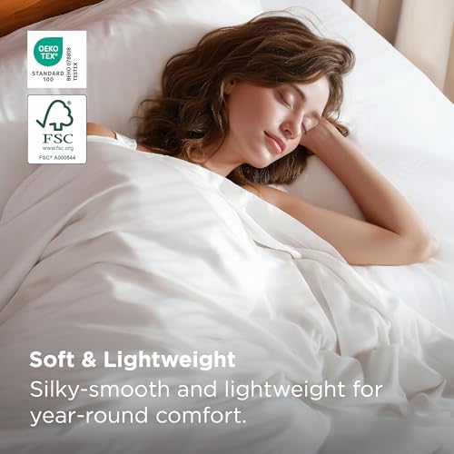 Image of Bedsure PureWoven Cooling Duvet Cover, Ideal for Hot Sleepers, King Size | 100% Viscose Derived from Bamboo, Lightweight & Silky Soft, Breathable Moisture-Wicking Bedding Set, 3 Pieces, Pure White