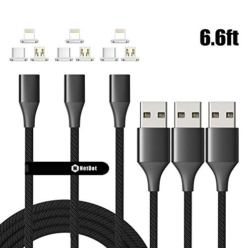 NetDot Magnetic Charging Cable,Gen10 3 in 1 Nylon Braided Fast Charging Magnetic Cable