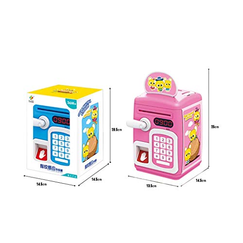 Image of Magicwand Musical Money Safe Kids Piggy Savings Bank with Finger Print Sensor with Solitaire Stickers【Pack of 1】【Cartoon Pink】
