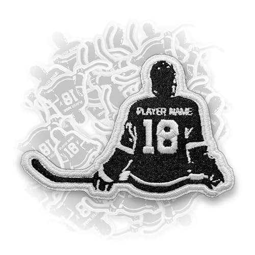 Personalized Custom Name Hockey Embroidered Patches Hockey Name Player Number Sport Lover Iron On Embroidery Embroidered Patches for Jackets, Backpack, Hat, Jackets, Uniform DIY PVC Patch Gifts