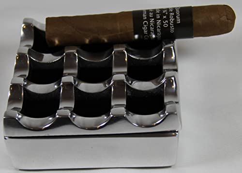 U.like Relax Zone Ashtray Made From Aluminum Metal, Wind Resistant Ash Tray For Small Cigars / Cigarillos /Cigarette Ashtray, 9 Grids/ Holes, Windproof Hand Crafted (Silver) #TOP7