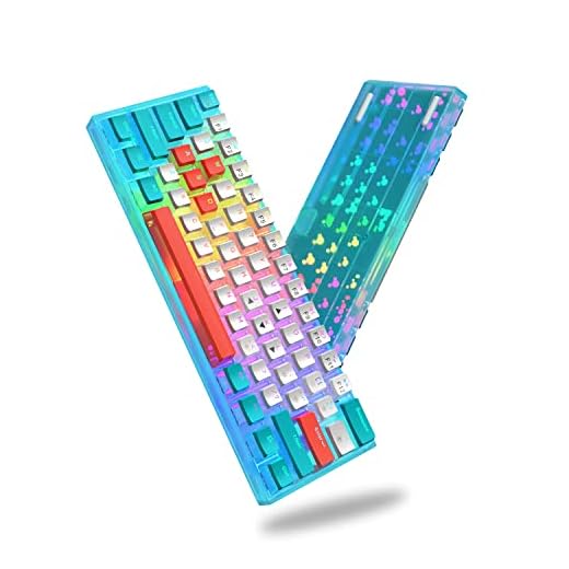 Womier WK61 60% Percent Mechanical Keyboard, Hot-Swappable Ultra-Compact RGB Gaming Keyboard w/Pudding Keycaps, Linear Red Switch, Pro Driver/Software Supported (Tiffany Color)
