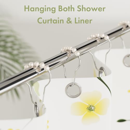 Image of Amazer White Shower Curtain Hooks, Shower Curtain Hooks, Decorative Stainless Steel Shower Curtain Hooks for Bathroom, 12 PCS Shower Hooks for Curtain, Decorative Shower Hooks for Shower Curtain
