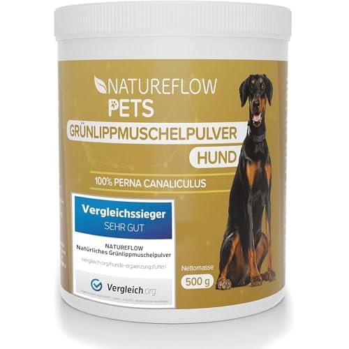 Natürliches Grünlippmuschelpulver Hund - 500g Grünlippmuschel für Hunde zur Unterstützung der Gelenkfunktionen - Grünlippmuschelextrakt mit Hoher Akzeptanz bei Allen Hunden