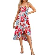 Hozoely Women's Casual Summer Dresses Floral Spaghetti Strap Sleeveless Beach Flowy Midi Sun dres...