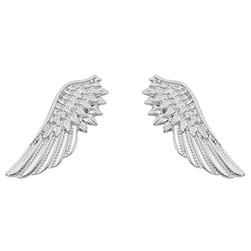 Flairs New York Premium Handmade Enamel Lapel Pin Brooch Badge (Silver Angel Wings, 2 Pins Set)