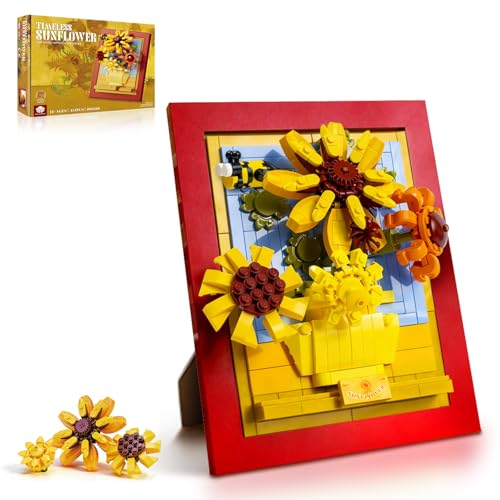 BULUOBANG Sunflowers Building Blocks Set, Sunflower Botanical Wall Art Building...