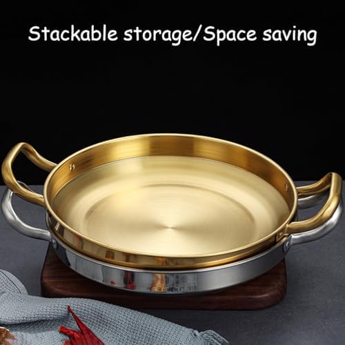 Stainless Steel Paella Pan, Nonstick Seafood & Lobster Dish, Double Riveted Handle, Induction Safe, Ideal for Home, Restaurant, or Camping Use