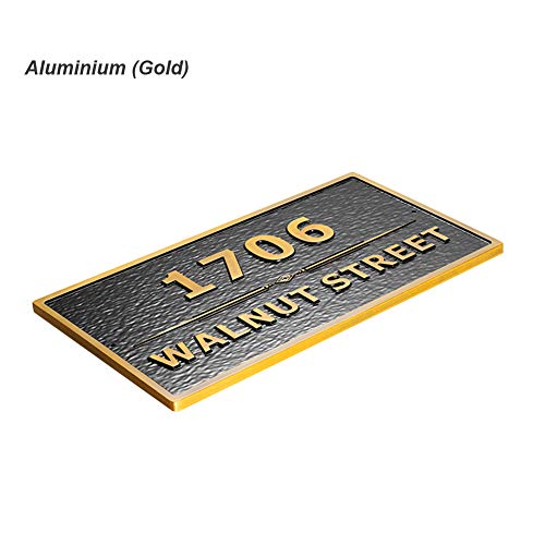 Custom Metal Address Plaque Personalized Address And Street Name House Number Sign Wall Mounted Sign Plaque Out Door 12" X 6" (Rectangle) #TOP2