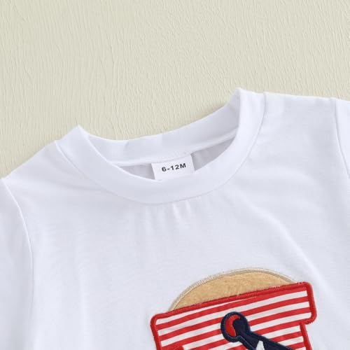 Image of 4th Of July Toddler Boy Outfit Popsicle American Flag T-Shirt and Gingham Plaid Shorts Set Independence Day Clothes