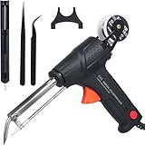 60W Lötkolben Set Automatische Elektronik Lötpistole Kit mit Entlötpumpe, Pinzette, Handheld Entlöten Zinnpistole für Schmuck,Industrieller Schnellheizlötkolben, One-Handed Operation (Schwarz)