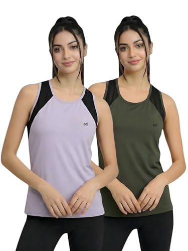 Image of White Moon Women's Gym Tank Top Combo | Pack of 2 Sleeveless Sports T-Shirts for Running, Training & Yoga