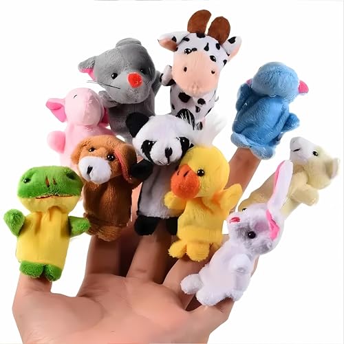 Fantoches Para Dedos de Pelúcia 4Leader - Brinquedo Educativo Para Crianças: Kit Com 10 Animais da F