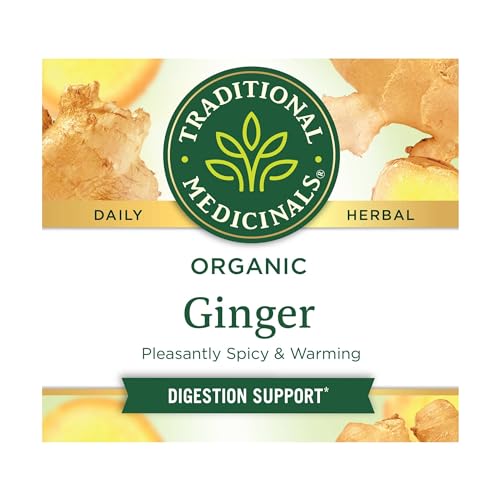 Traditional Medicinals Tea, Organic Ginger, Healthy Digestion, Pleasantly Spicy & Warming, 16 Tea Bags
