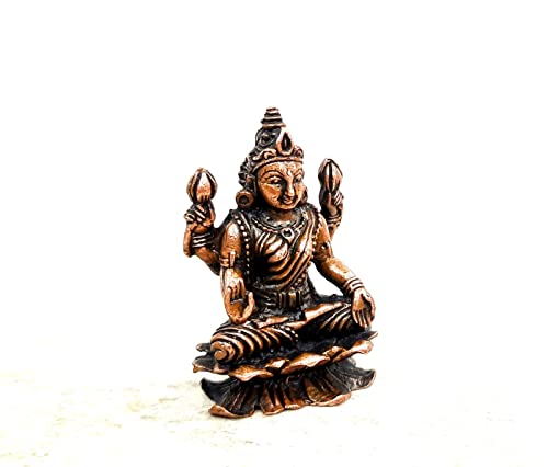 Image of Copper Lakshmi Idol 1.8 in | Patina Antique Finish | 65g