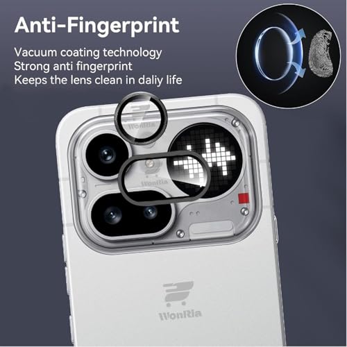 Image of WonRia Pack 2 - Camera Lens Protector Ring for Nothing 4A Pro 5G Camera Aluminum Alloy Rings, Ultra-HD Metal Frame- Black