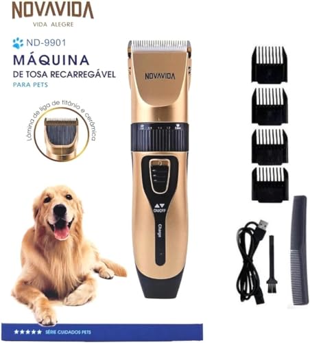 Maquina De Tosar Cachorro Para Pet Recarregável Cães Gatos Pet Nova Vida ND-9901