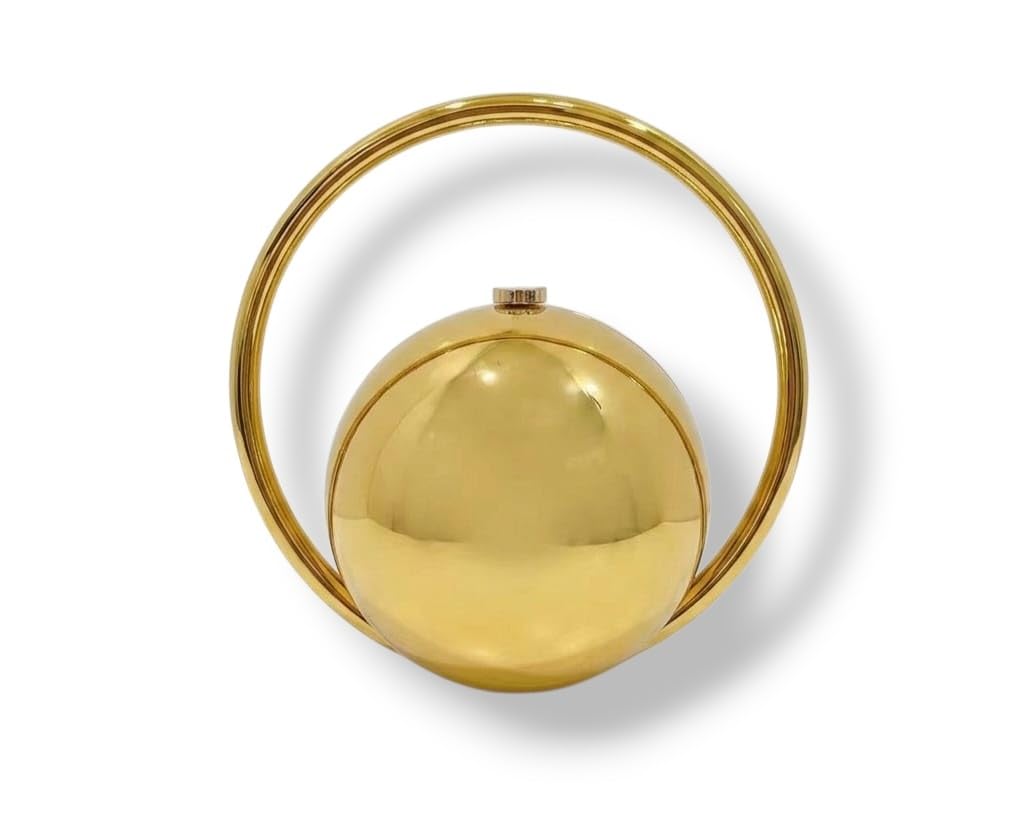 Gold Acrylic Sphere Clutch Bag for Women - Spherical Handbag with Gold-Tone Handle, Pink Marble Effect, Party and Wedding Accessory-image-34