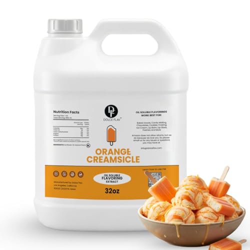 Dolce Flav Orange Cream Flavoring Oil for Candy, Restaurant Size, 32 Fl Oz