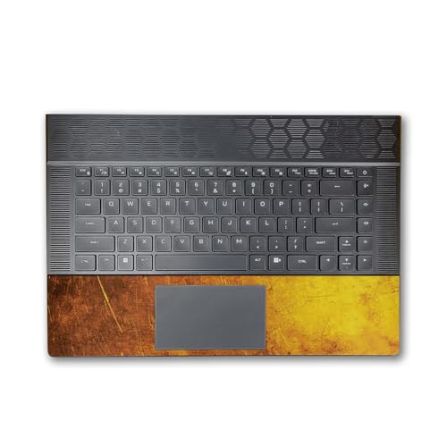 Image of Laptop Skin Compatible with Alienware X16 R2 (2024) - Textured Gold - Premium 3M Vinyl Protective Wrap Decal Cover - Easy to Apply | Crafted in The USA by MightySkins