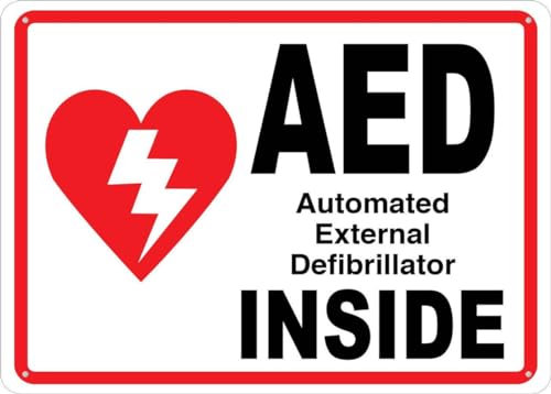 Puhayexi Aed Inside Wall Sign Outdoor Metal Sign - 12 X 8 Metal Signs For Business
