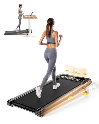Image of Walking Pad Treadmill, WALKWAKE 8% Incline Walking Pads, Compact Under Desk Treadmill for Home, 330lb Capacity 2.5HP Running Machine for Walking Jogging with LED Display, Dark Orange