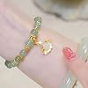 Hetian Jade Bracelet for Women, Natural Green Nephrite Jade Bracelet with Gold Leaf Charm Bracelet, Lucky Handmade Jade Bracelet Ladies Jewelry, #04-Gingkgo pearl