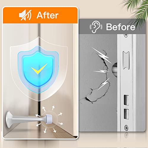 Door Stoppers For Bottom Of Door - 4 Pack Door Stops With Soft Rubber Tips Wall Protector Heavy Duty Solid Rigid Door Stoppers, White #TOP3