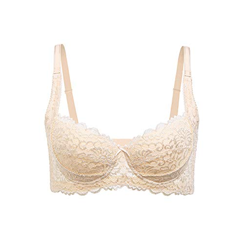 T-YIFUZX 100 soie soie réunis pour ajuster le Type de Section Mince de la Femme 3/4 Bonnets Trois rangées de Boucle de Couleur de Broderie 70A