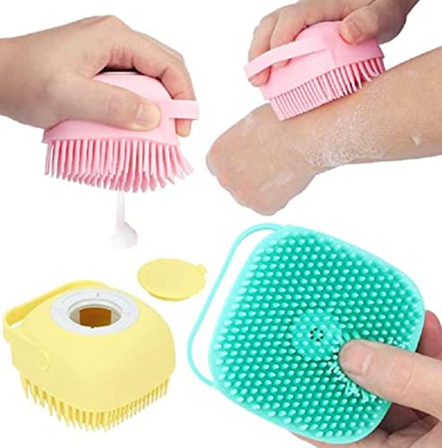 Hotfix Silicon Massage Bath Brush, Scalp & Bathing Brush For Cleaning Body Silicon Wash Scrubber, Cleaner & Massager For Shampoo, Soap Dispenser Bathing Tool Brushes, Bathroom, Men & Women & Child